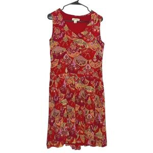 Bill Burns Dress‎ Womens 6 Red Floral Gauze Boho Cottagecore Y2K Sleeveless Midi